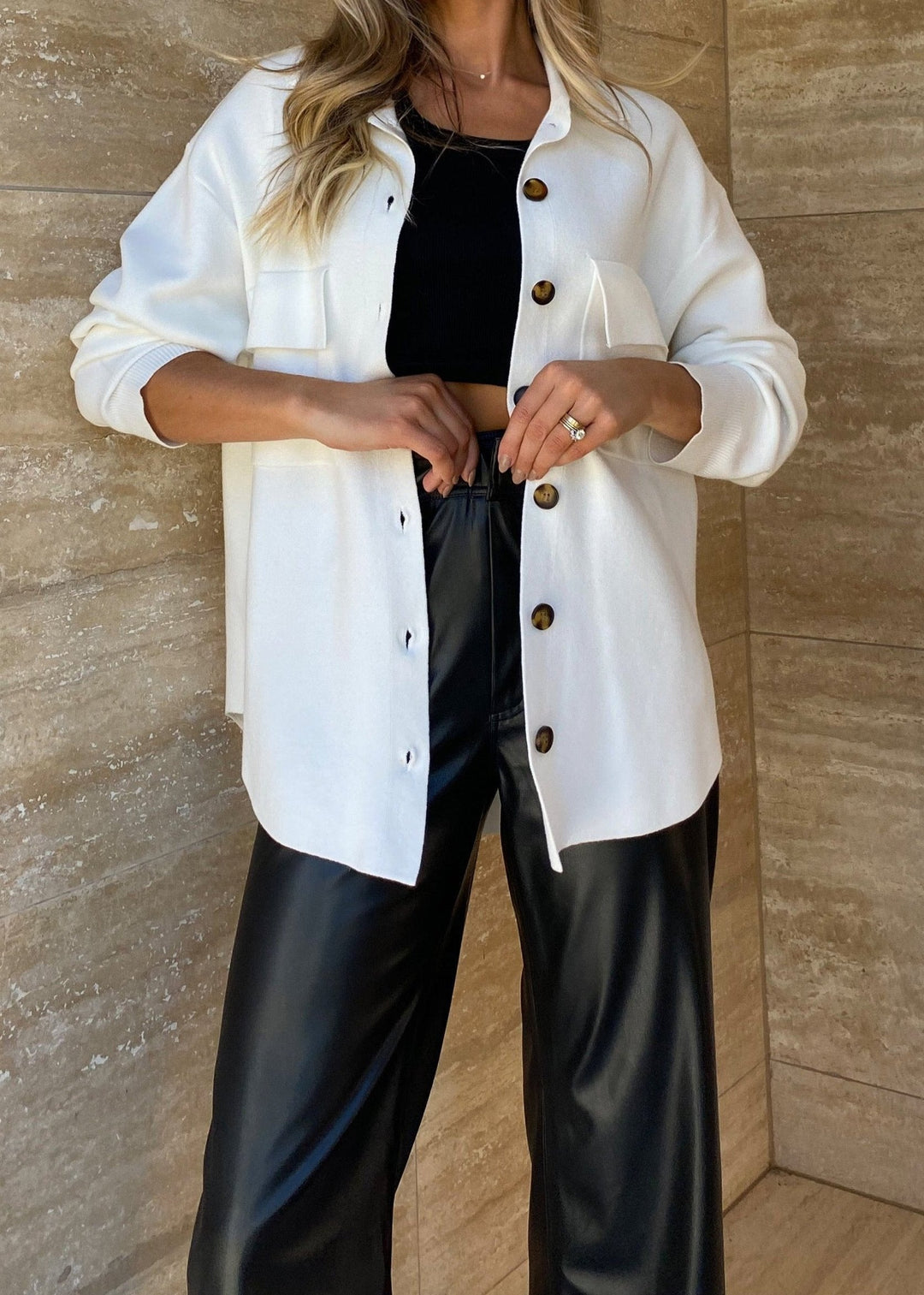 Madison the Label Knitted White Shirt