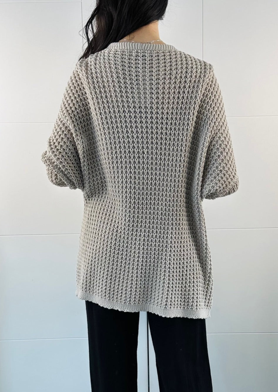 Steel Grey Knit Cardigan Sweater
