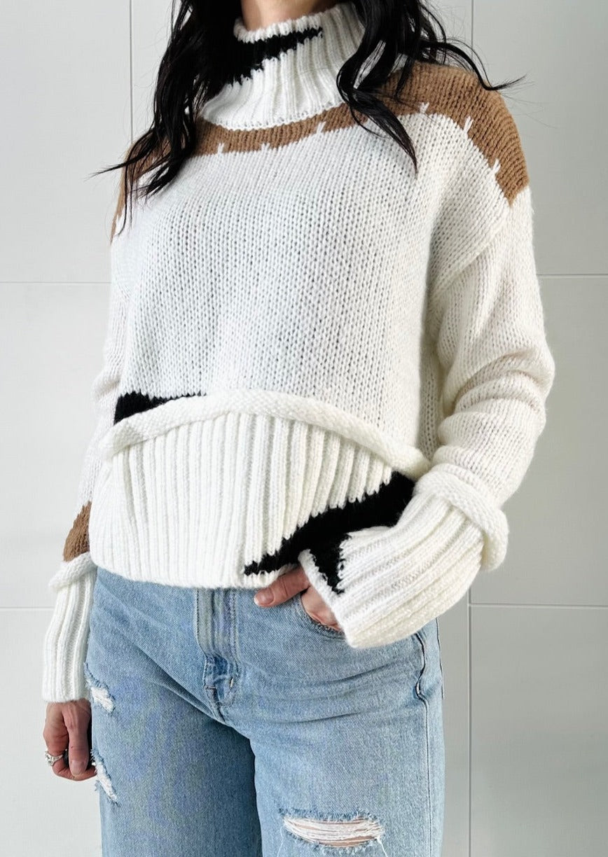 Helena White Multi Knit Sweater