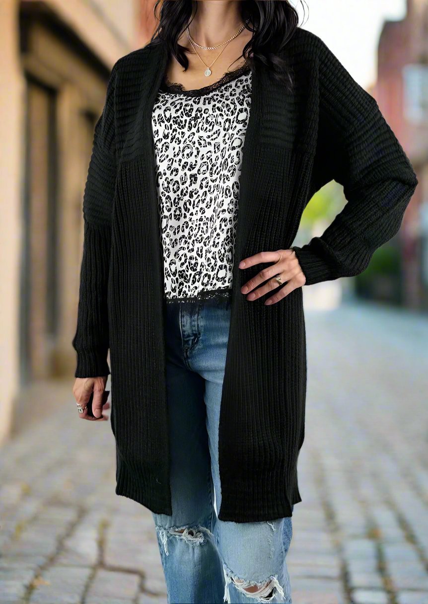 Full length black cardigan hotsell