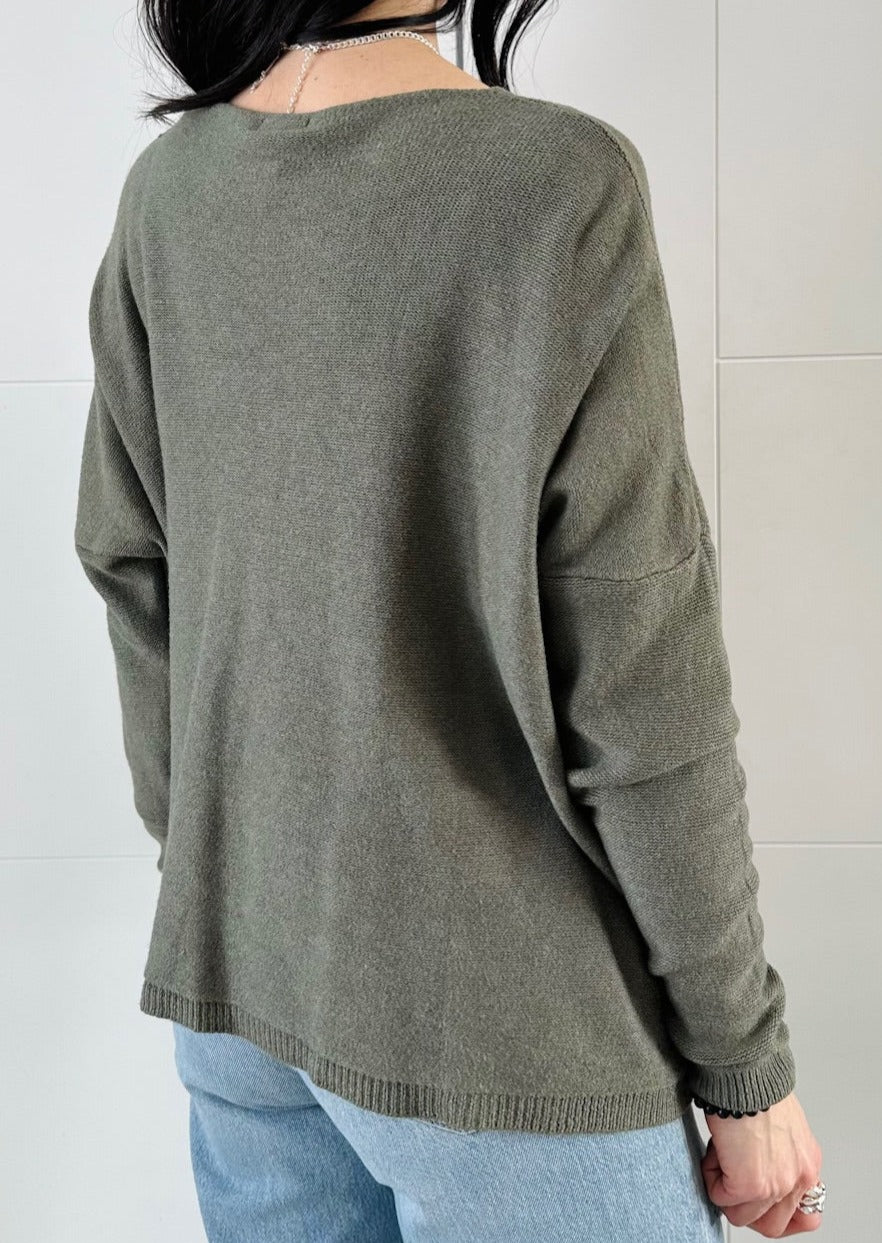 Louise Soft Knit Olive Sweater