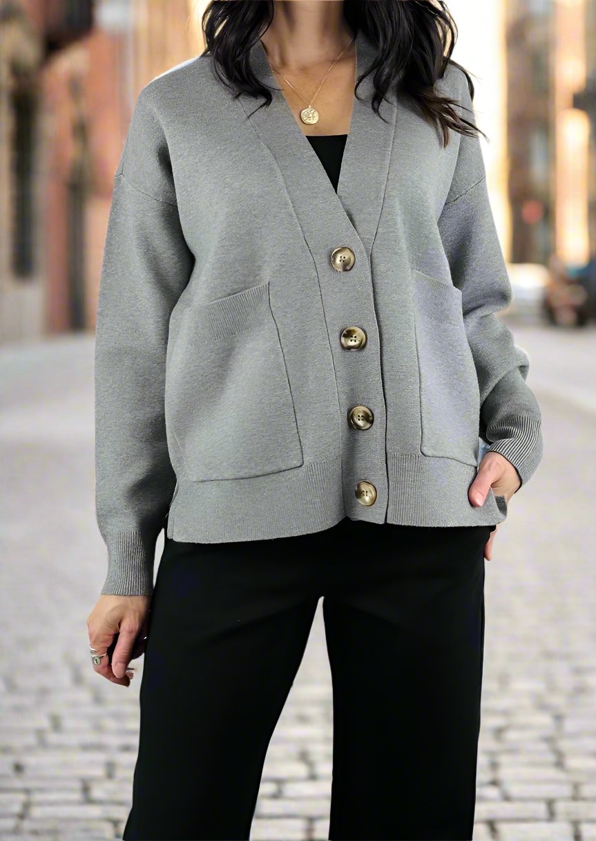 PATSY LONG SLEEVE GREY CARDIGAN