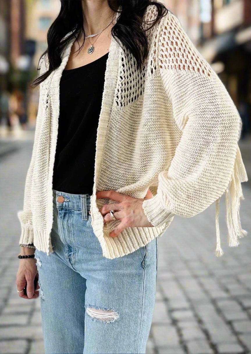 RILLO FRINGE CARDIGAN SWEATER - Main Image