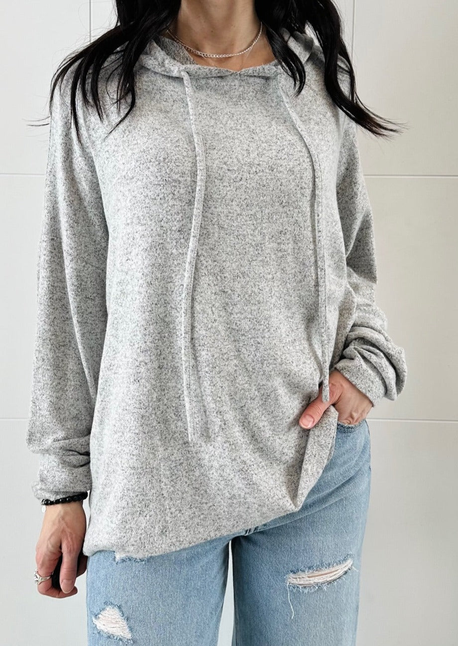 SOFT KNIT HEATHER SILVER Hooded Top