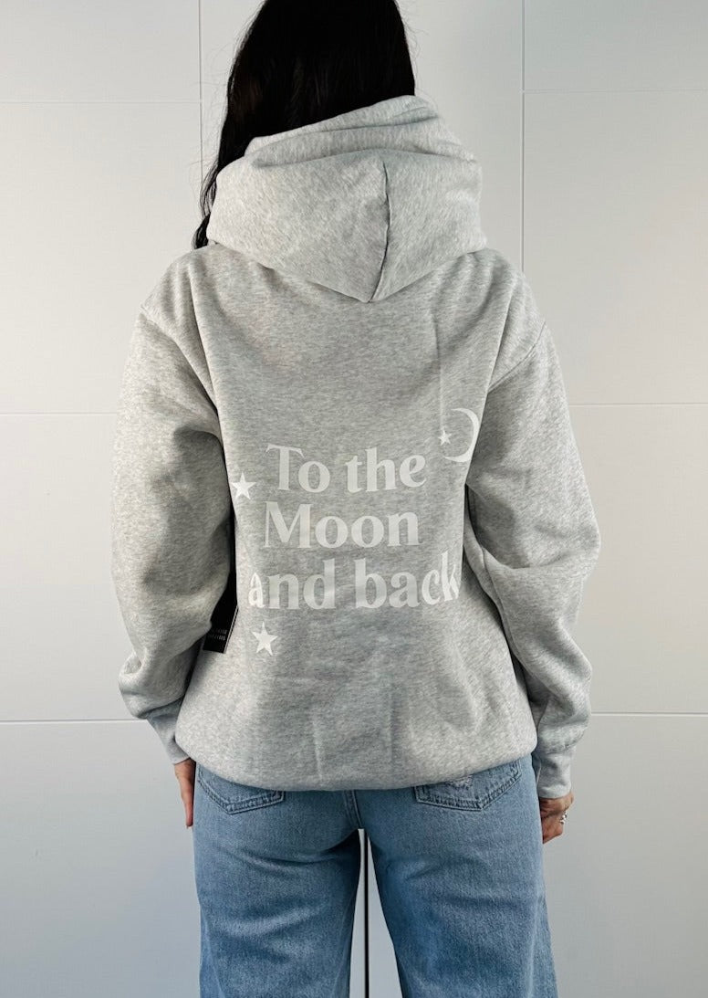 "TO THE MOON AND BACK" CLASSIC PEBBLE GREY HOODIE