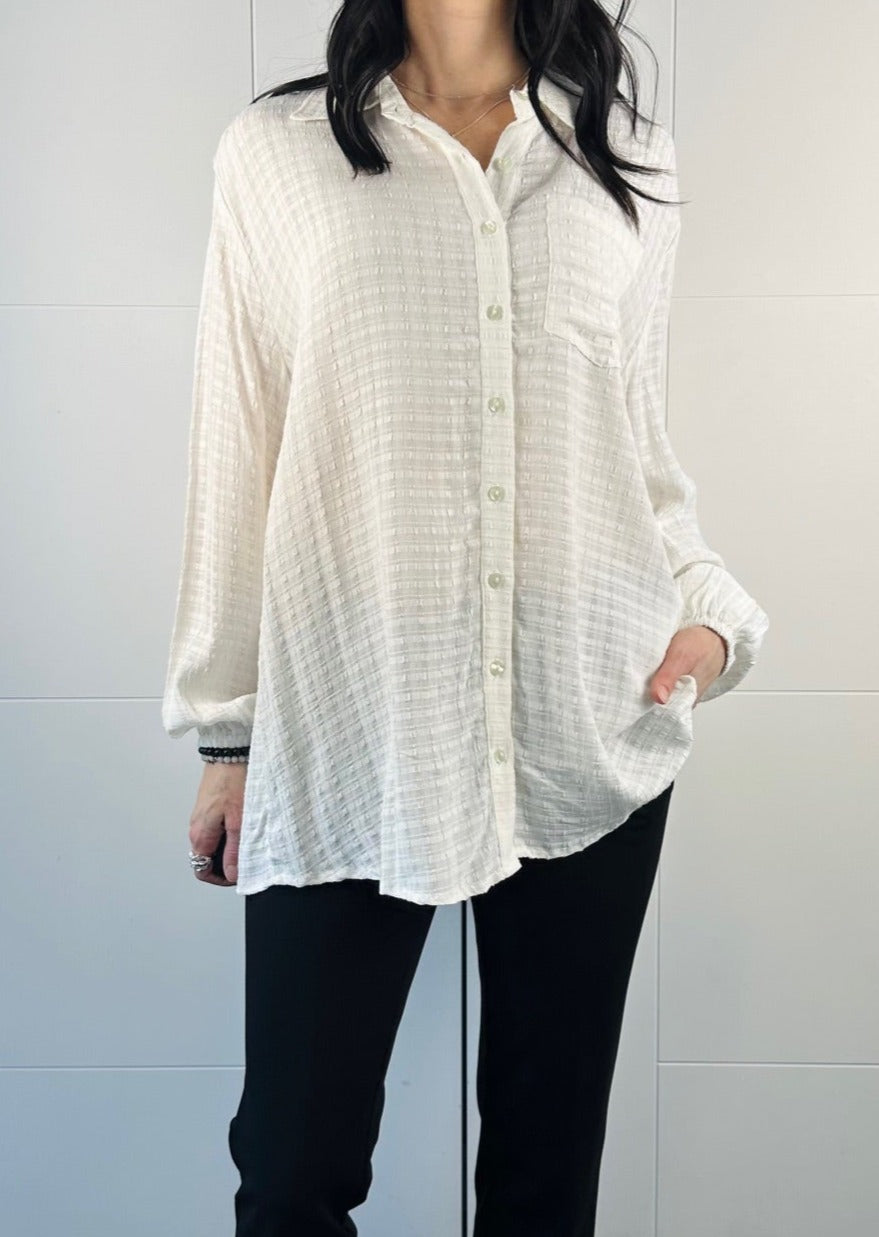 WOMAN IS A WORD BUTTON DOWN SHIRT