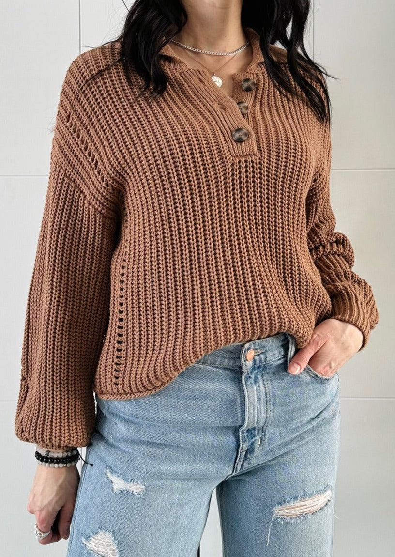 Winona Collar Sand Sweater