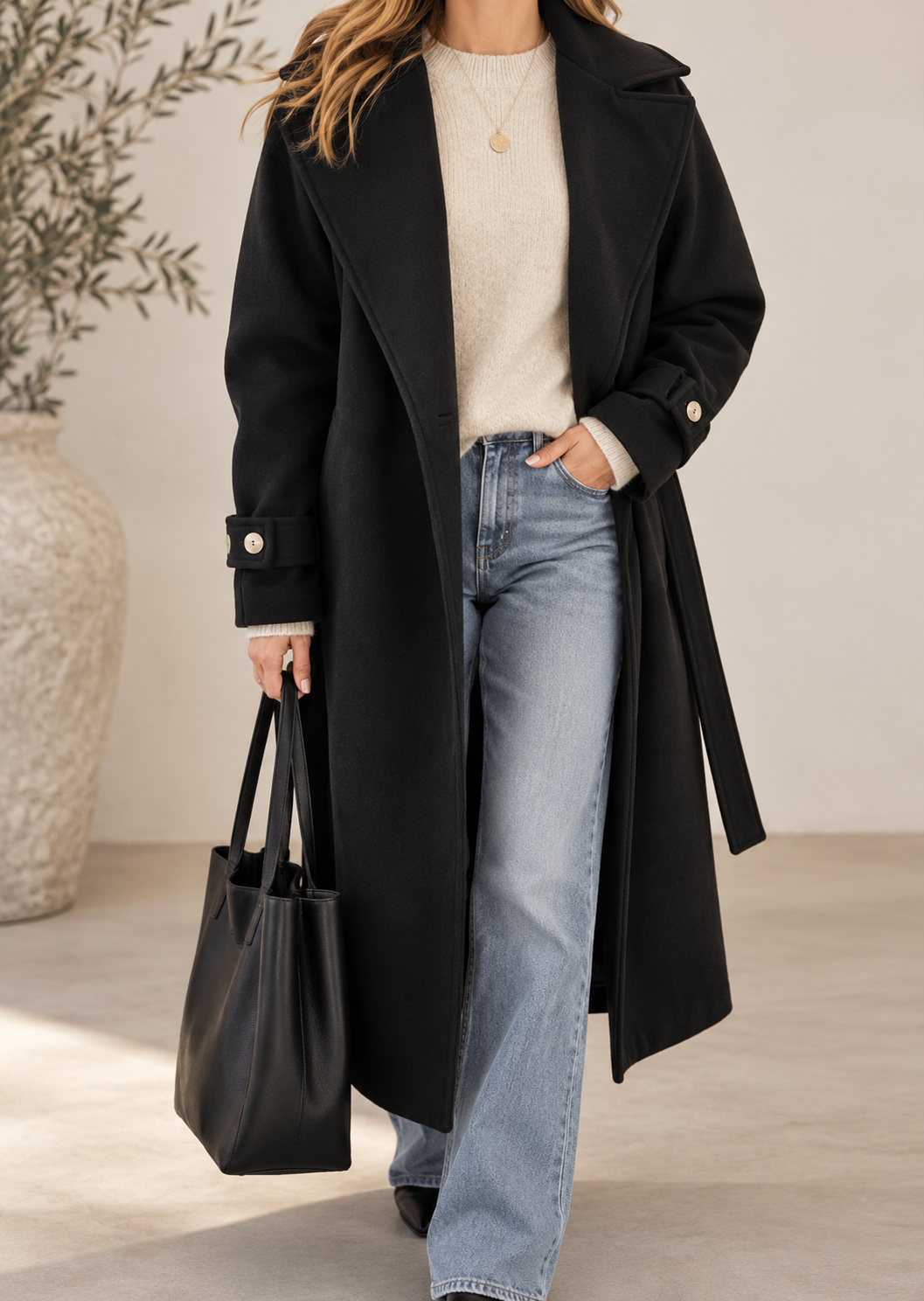 ALBA LONG LENGTH BLACK COAT