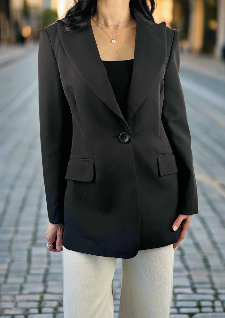 Black Button Front Blazer
