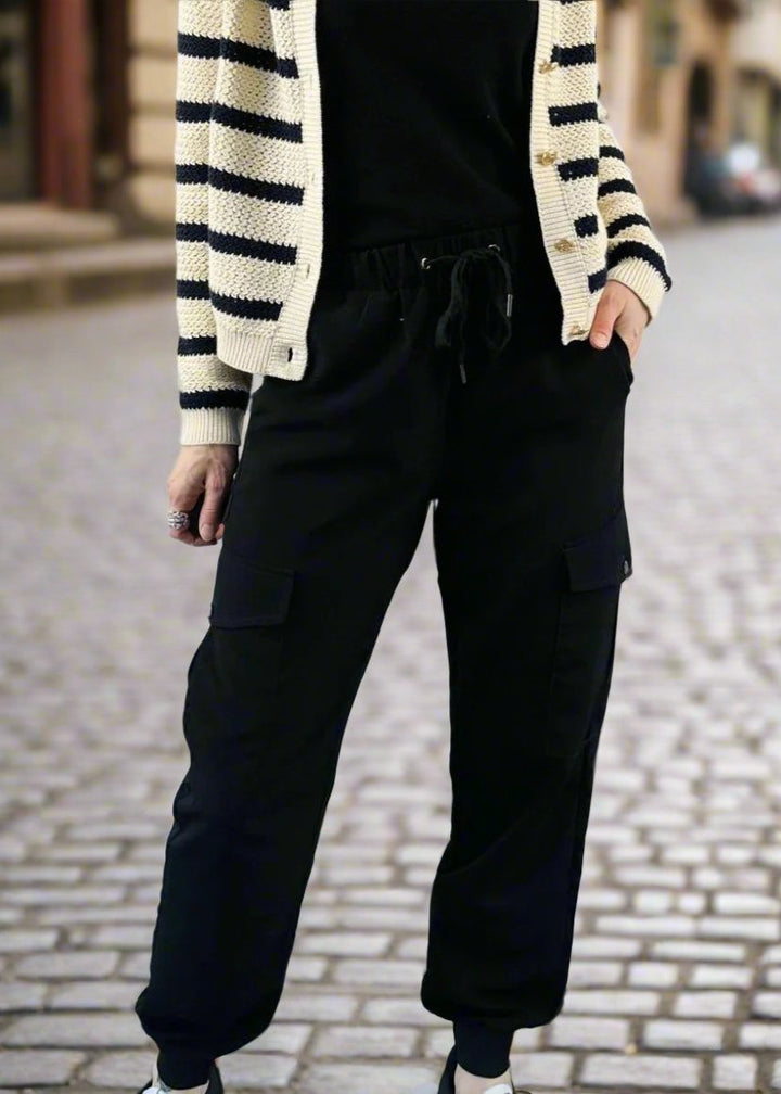 Black Sheen Jogger Pants