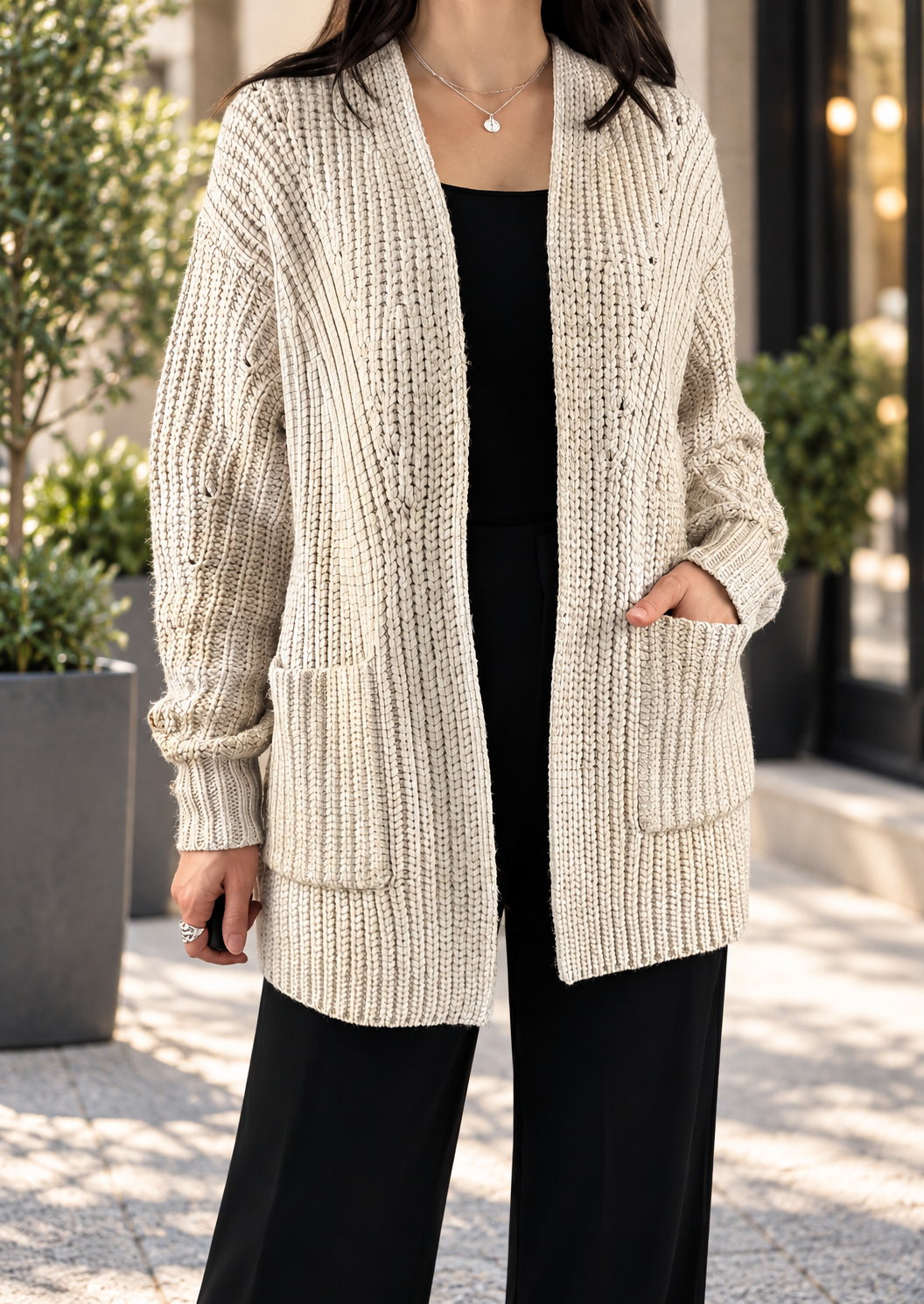 CHUNKY KNIT SMOKE CARDIGAN