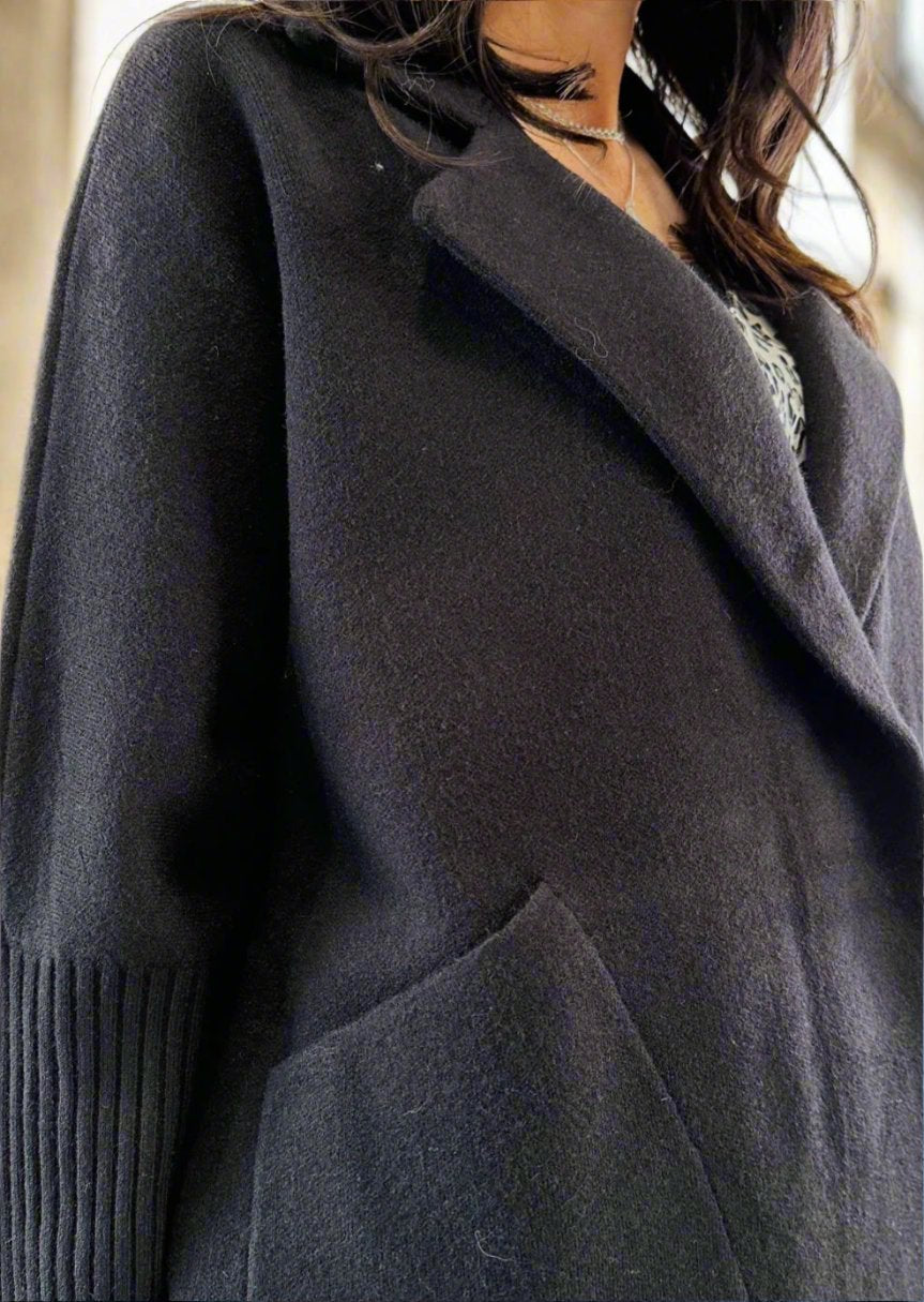 CARDIGAN BLAZER RIB SLEEVE