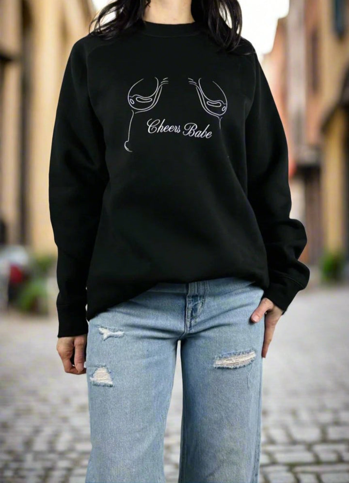 Cheers Babe Big Sister Crew Sweatshirt