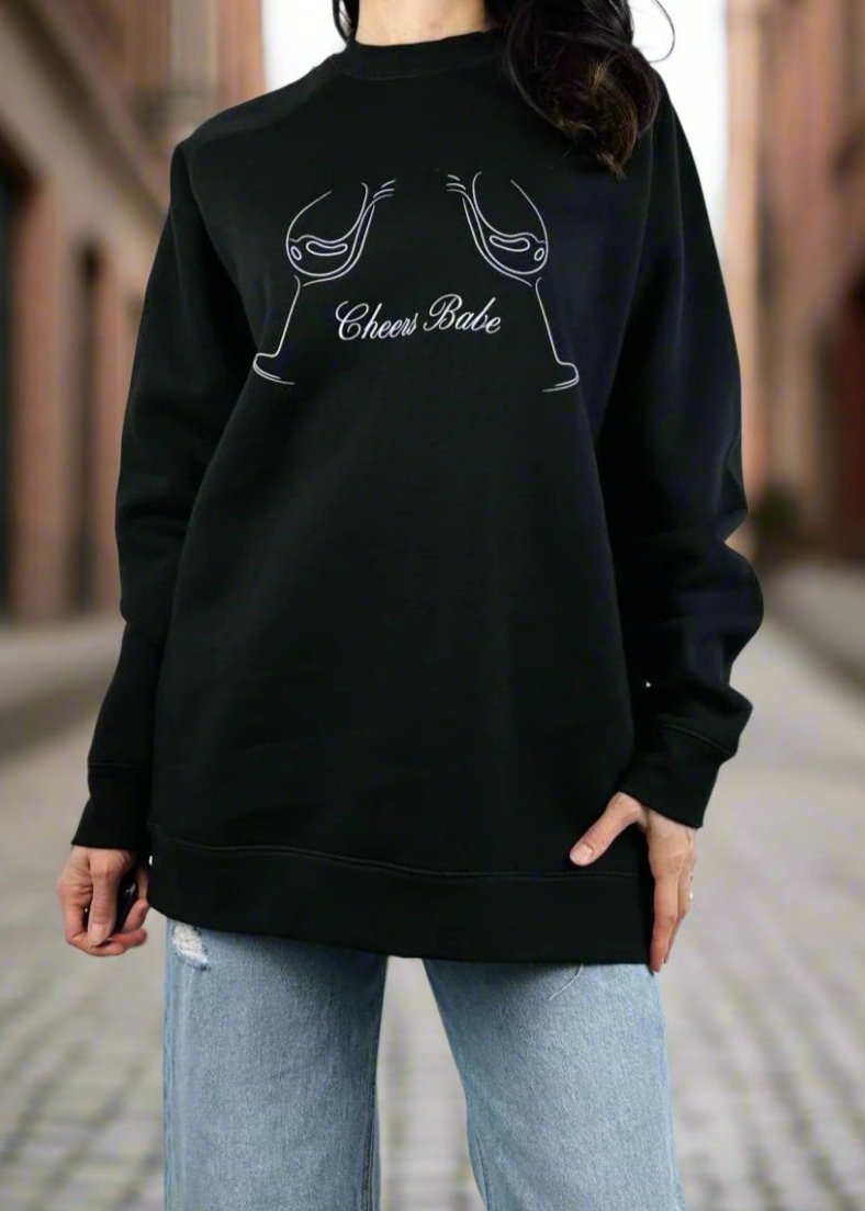 Cheers Babe Big Sister Crew Sweatshirt