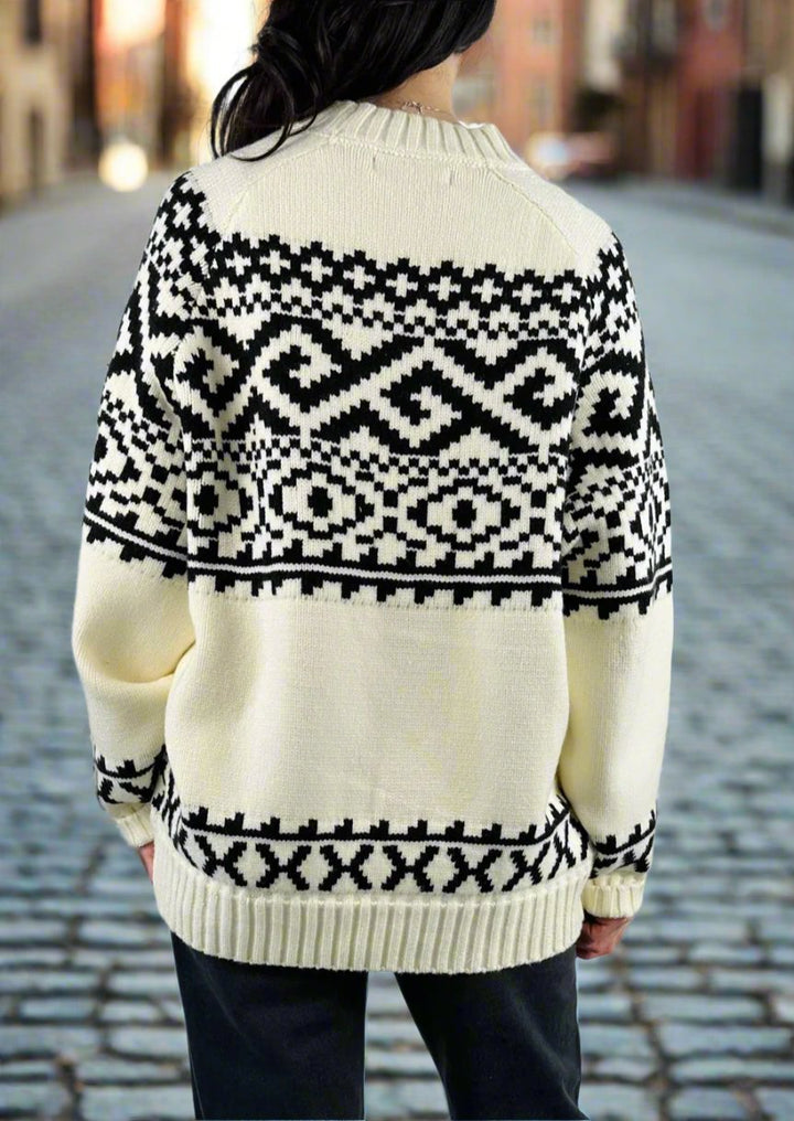 FAIR ISLE KNIT CREAM SWEATER