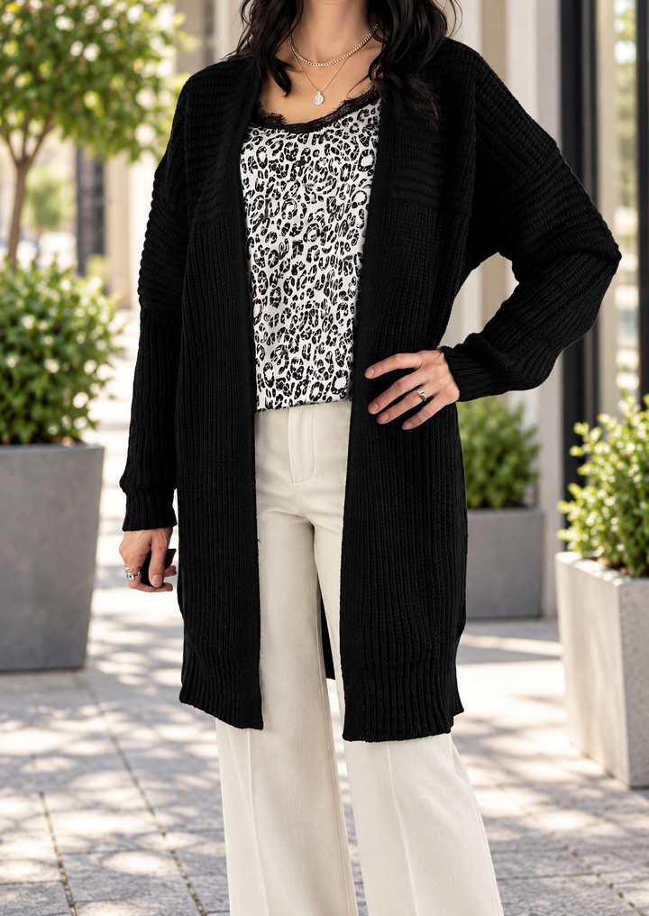 LONG BOUCLE CARDIGAN
