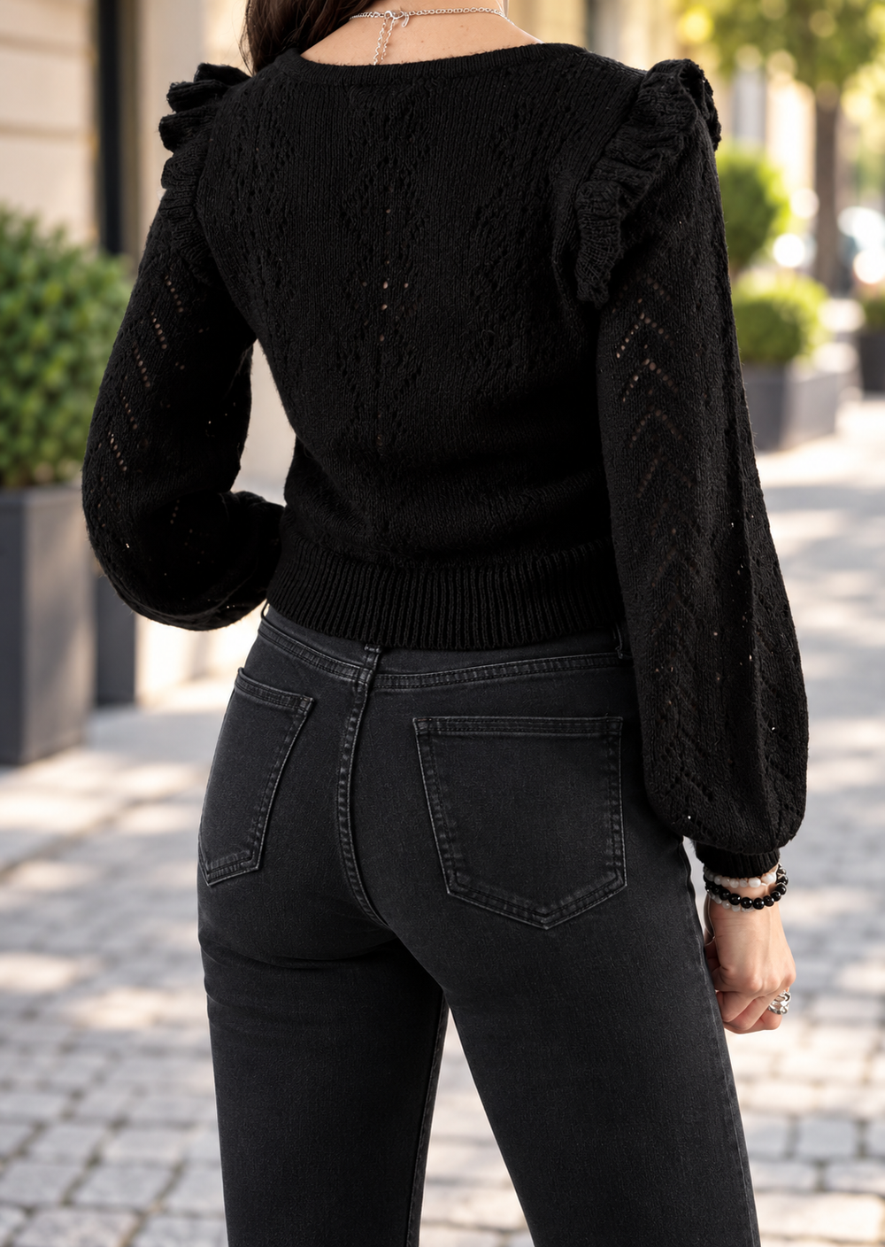 Lori Ruffle Shoulder Sweater