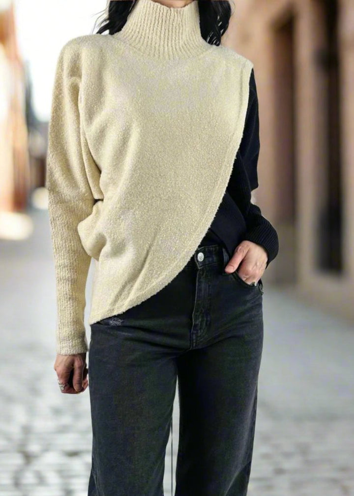 NATURAL OR COPPER COLOR BLOCK SWEATER7