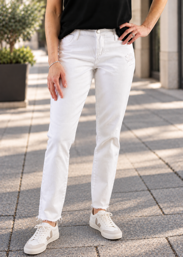 RENE MID-RISE DISTRESSED JEAN - SANTA BARBARA