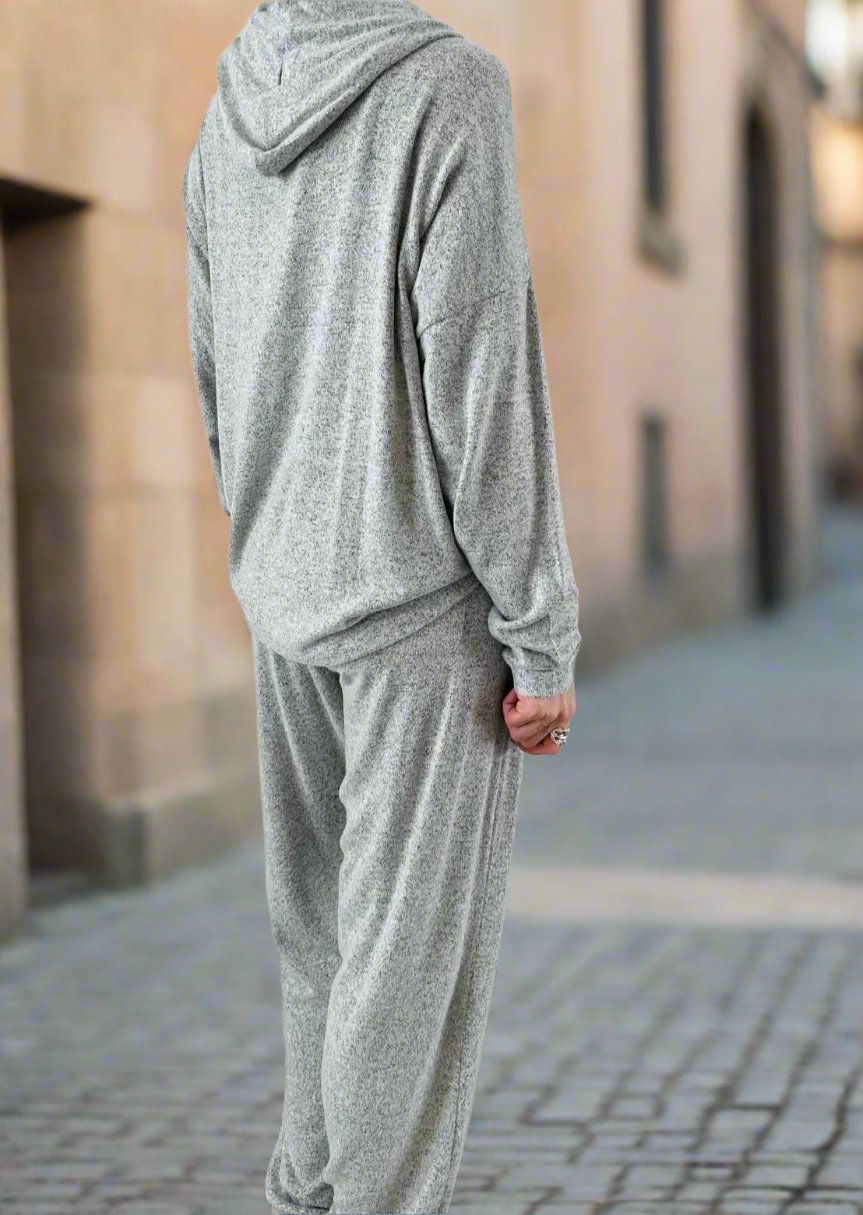 SOFT KNIT HEATHER SILVER JOGGERS