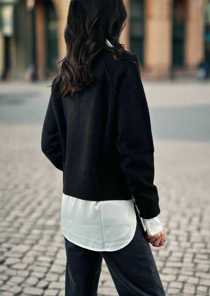 SWEATER SHIRT COMBO TOP