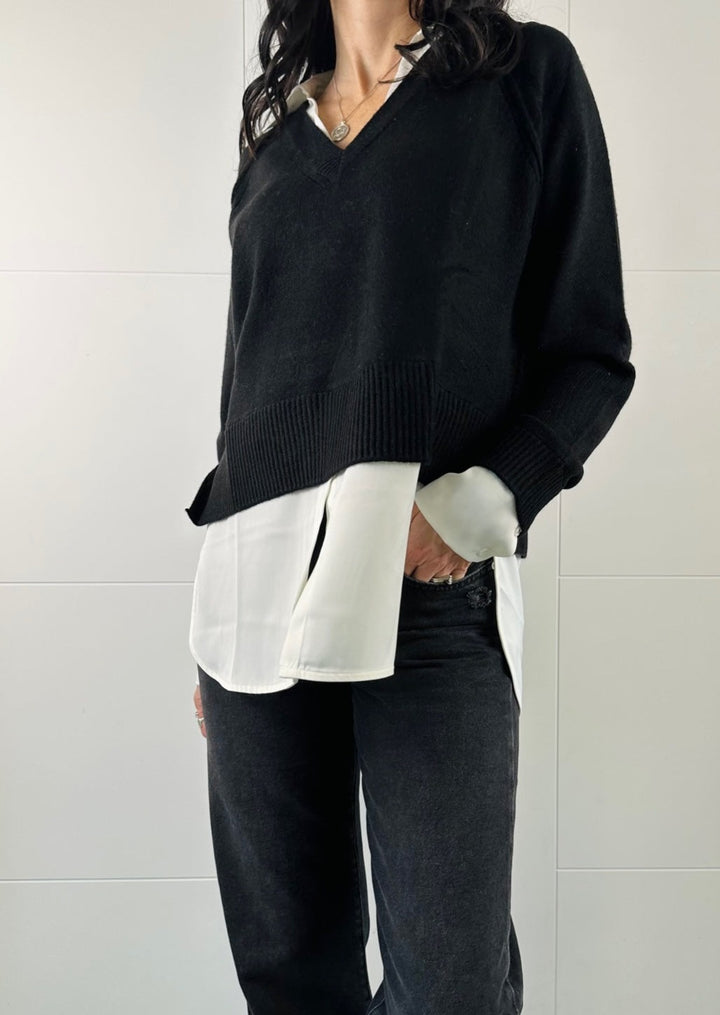 SWEATER SHIRT COMBO TOP