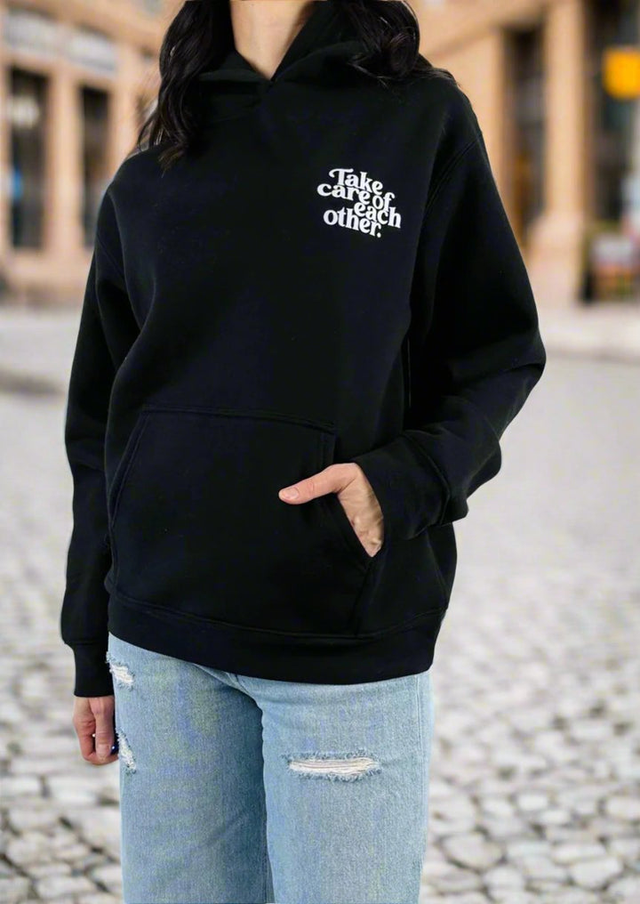 "TAKE CARE OF EACH OTHER" CLASSIC BLACK HOODIE