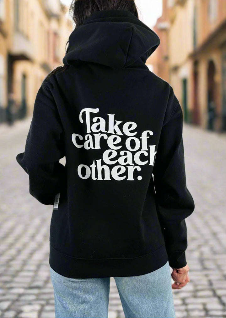 "TAKE CARE OF EACH OTHER" CLASSIC BLACK HOODIE