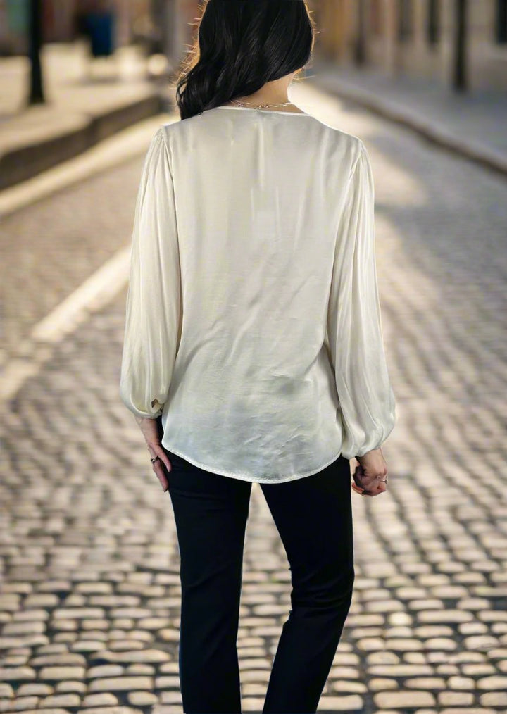 Wardine Satin Balloon Sleeve Top