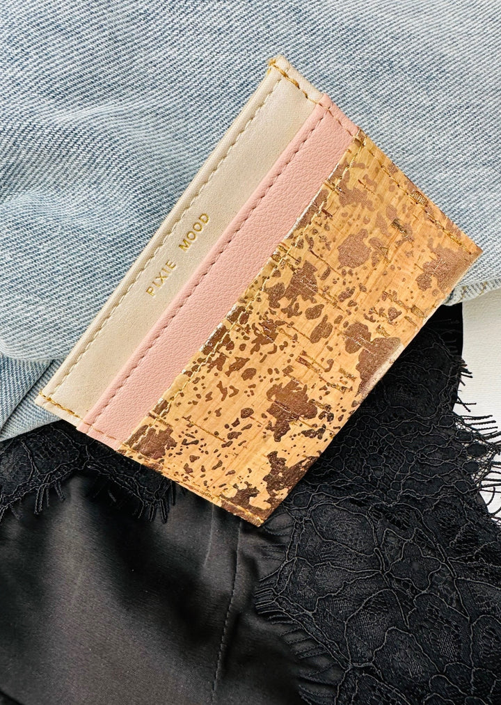 ALEX CARD HOLDER - MISTY ROSE/METALLIC CORK