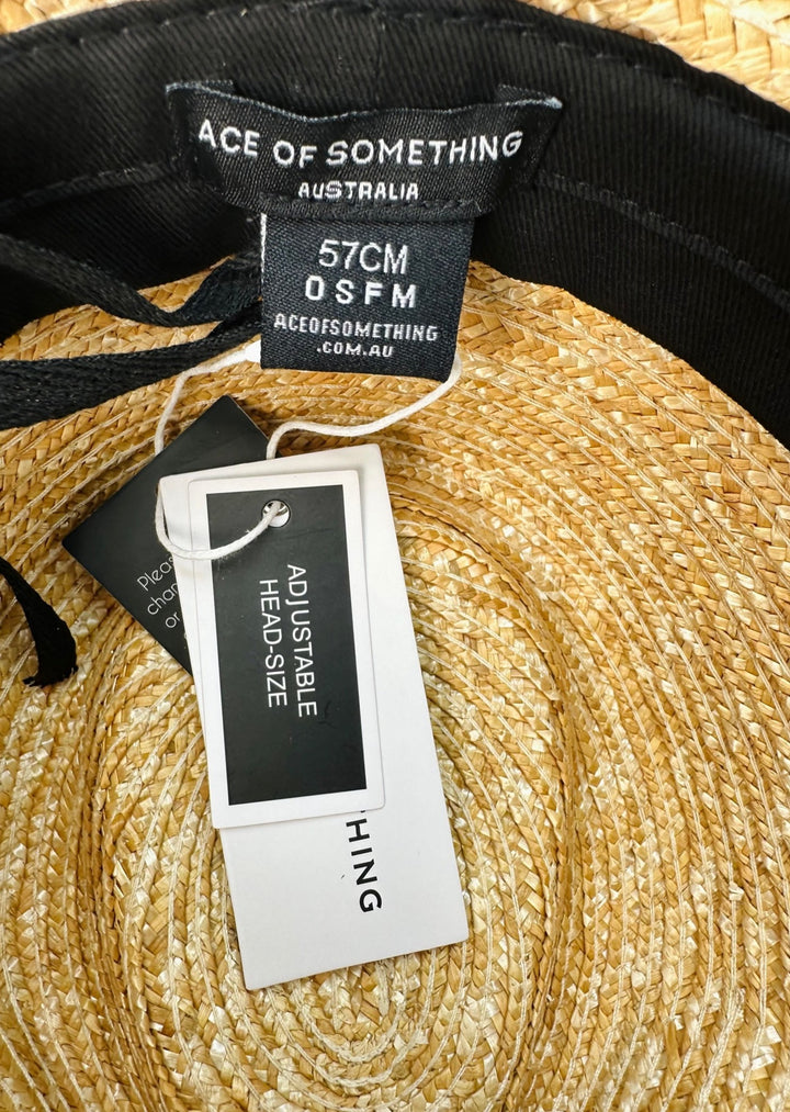 THALIA NATURAL & BLACK BOATER HAT