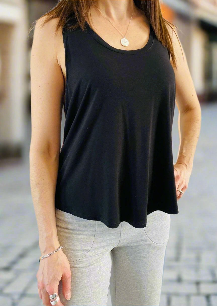 AGNES BLACK RACERBACK TANK TOP