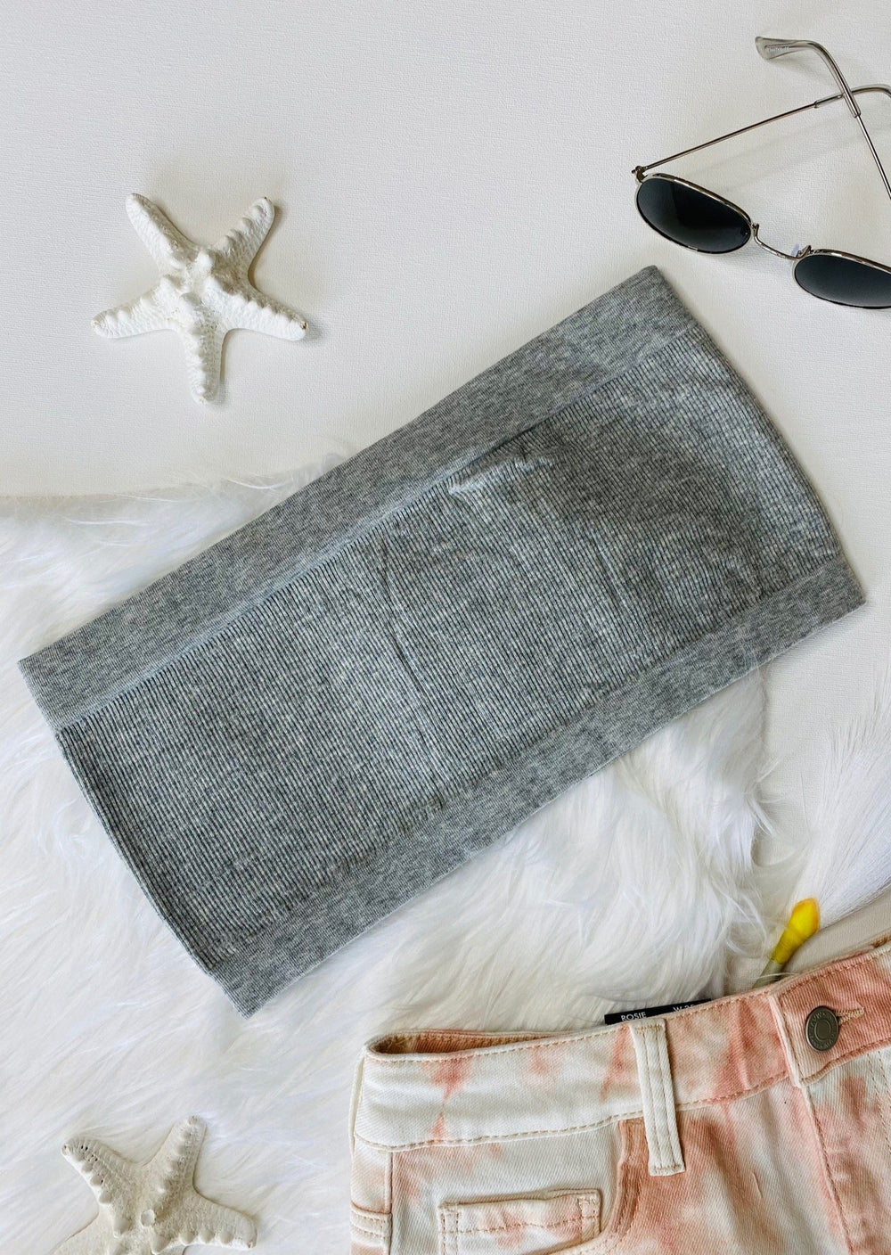 BAMBOO HEATHER SILVER RIB BANDEAU