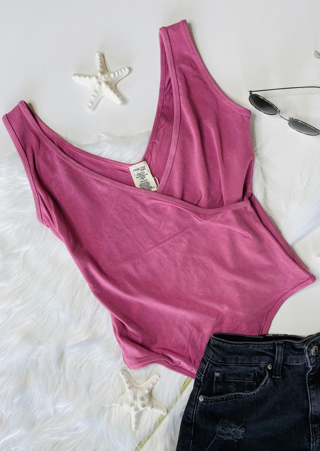 BAMBOO SLEEVELESS WRAP BODYSUIT