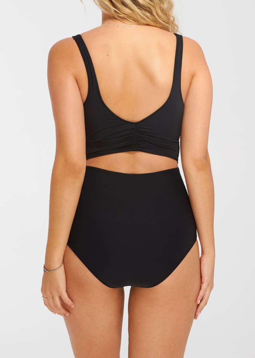 BLACK WRAP ONE-PIECE SWIMSUIT