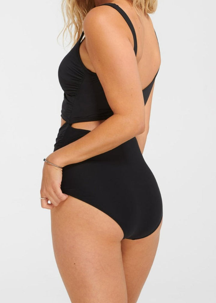 BLACK WRAP ONE-PIECE SWIMSUIT