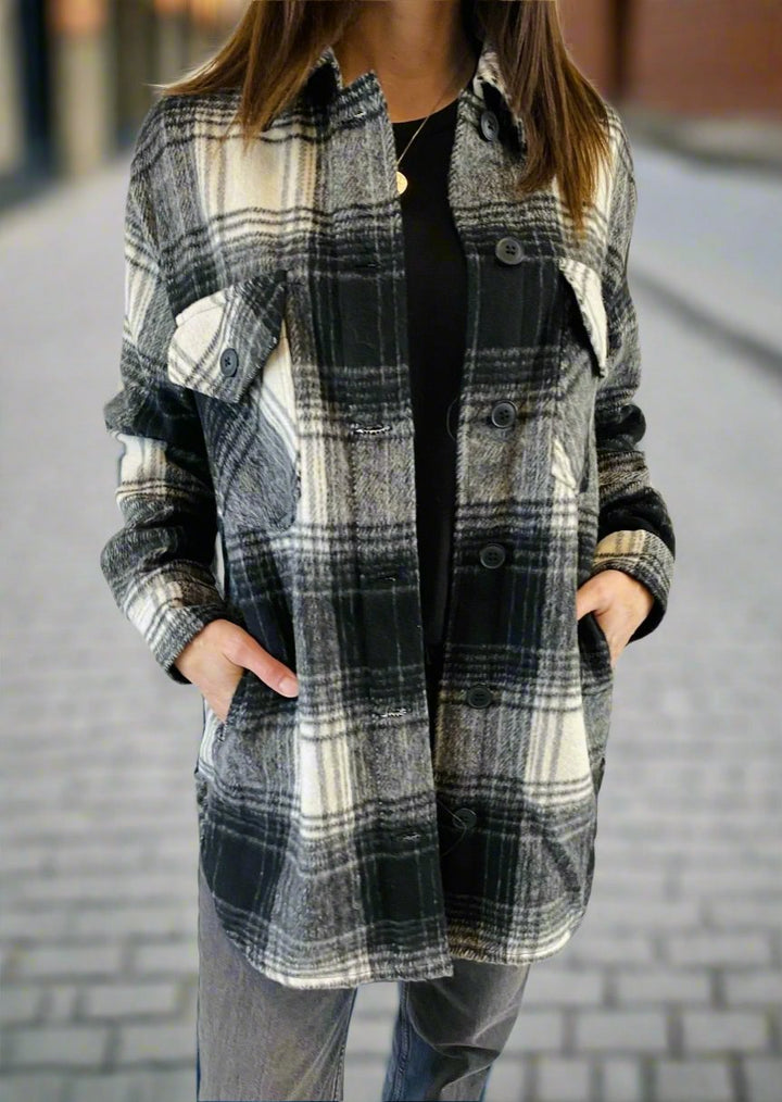 BLACK & WHITE PLAID JACKET