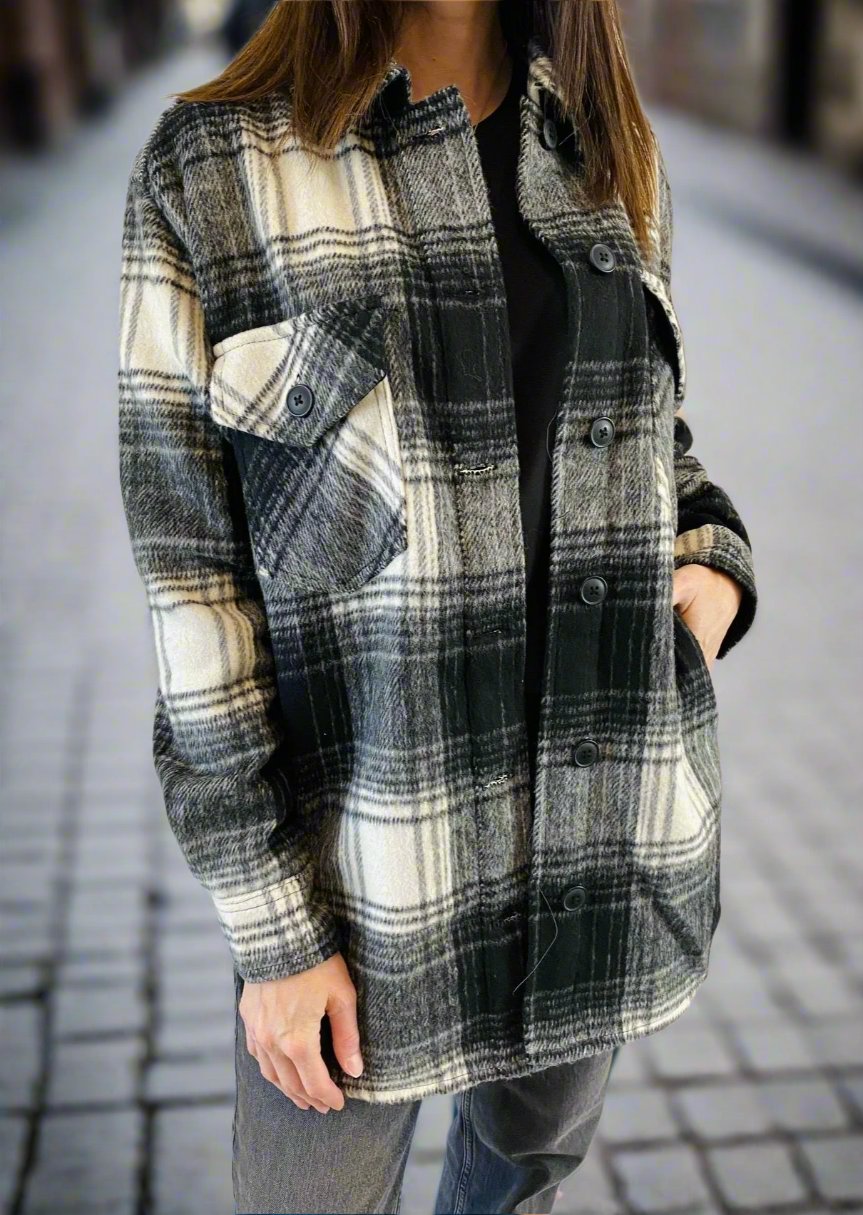 BLACK & WHITE PLAID JACKET