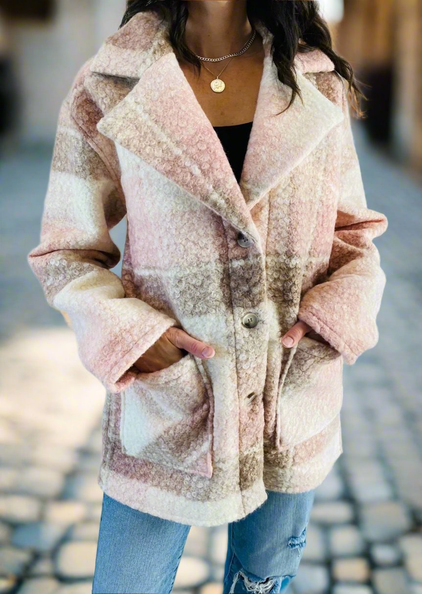 Boucle Pink Multi Plaid Jacket
