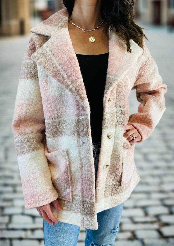Boucle Pink Multi Plaid Jacket3