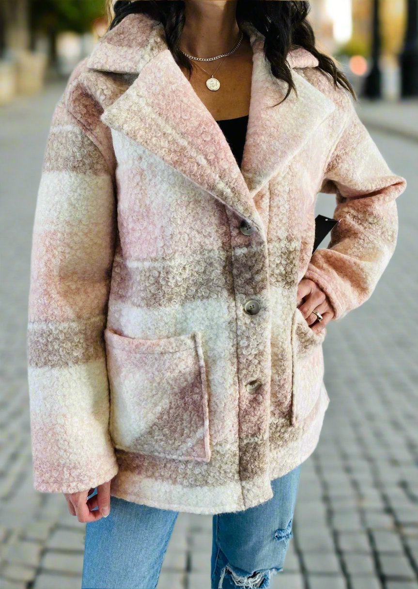 Boucle Pink Multi Plaid Jacket4