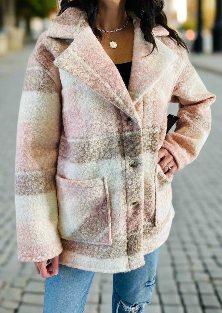 Boucle Pink Multi Plaid Jacket4