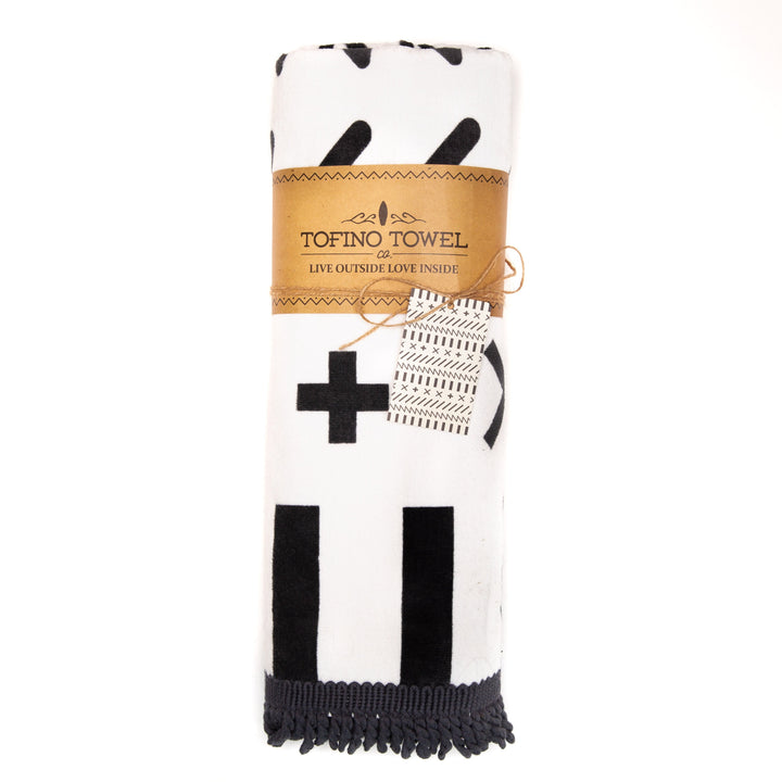 THE CAY BLACK & CREAM BEACH TOWEL