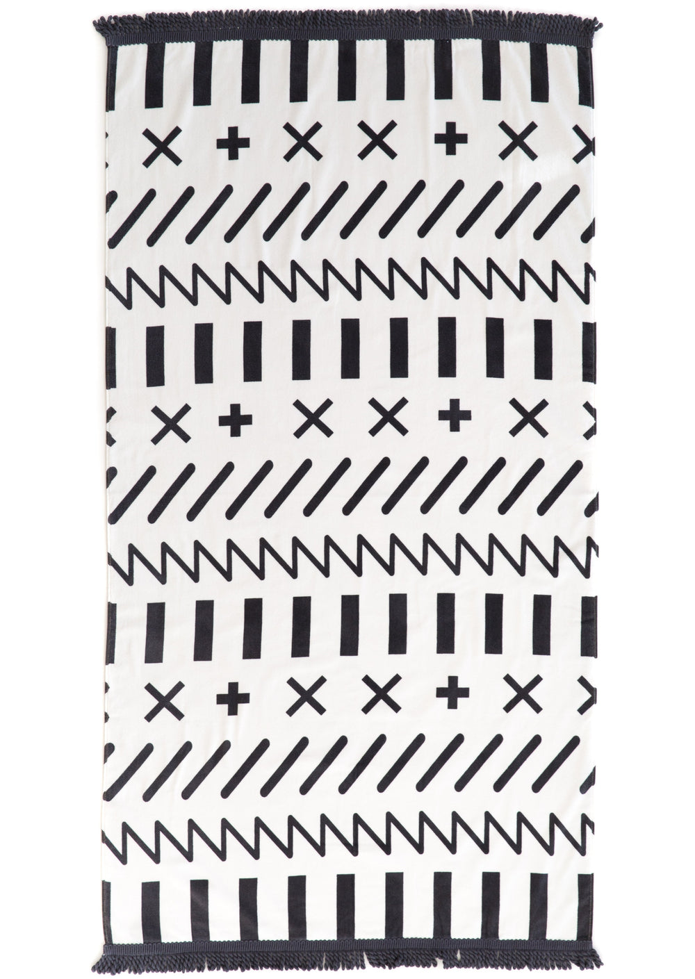 THE CAY BLACK & CREAM BEACH TOWEL