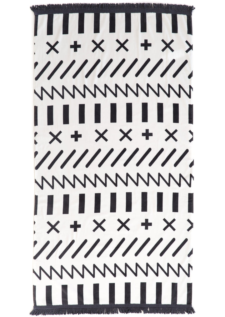 THE CAY BLACK & CREAM BEACH TOWEL