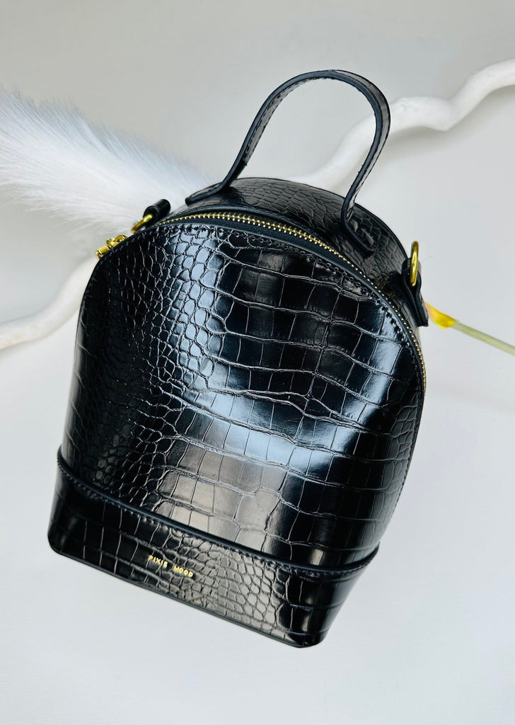 Pixie Mood Cora Backpack Small Black Croc Tia B Boutique <!---->