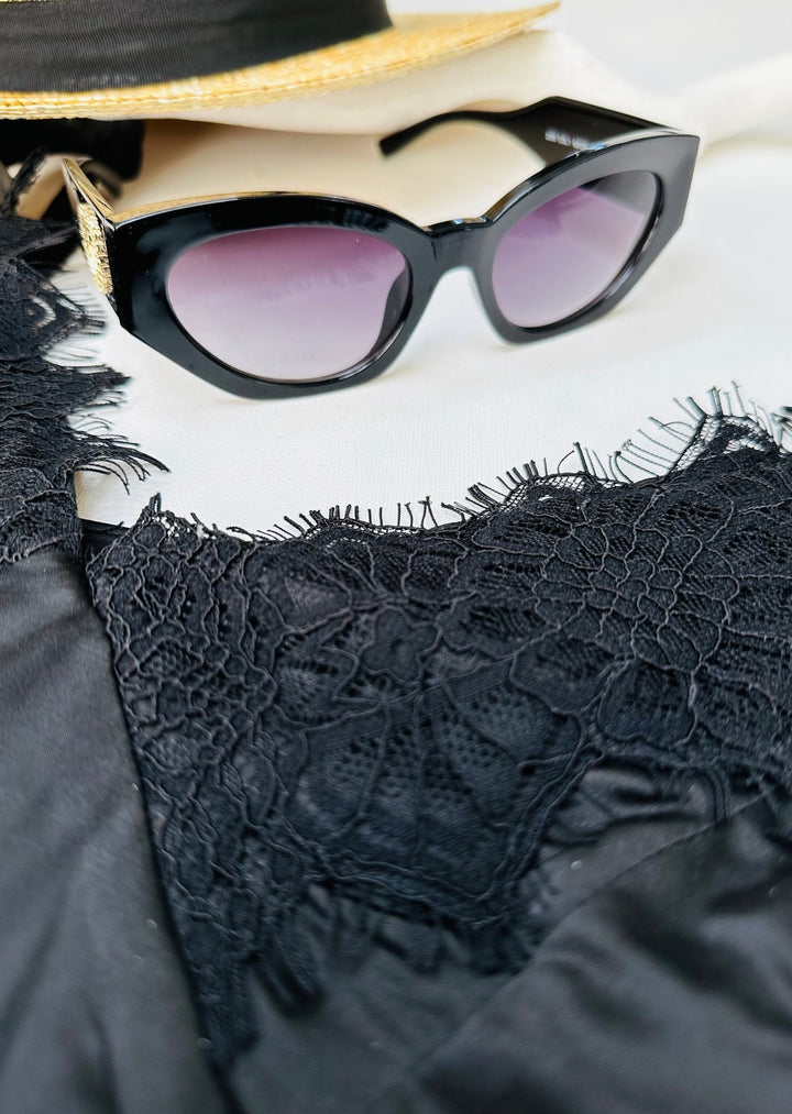 GRACE BLACK CAT EYE SUNGLASSES