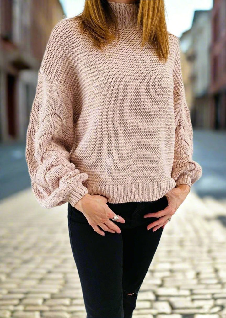 HONEYCOMB PINK CLOUD OR SANDED STONE KNIT SWEATER