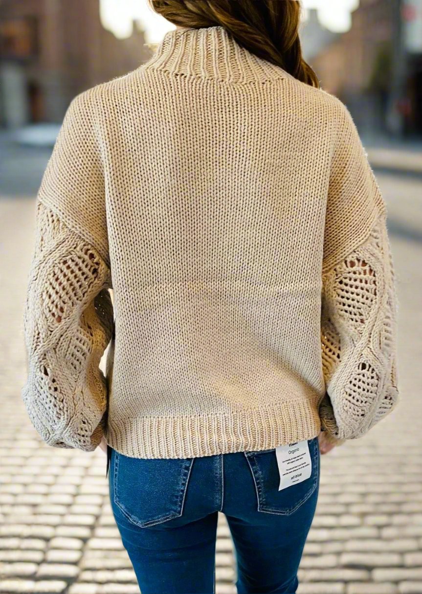 HONEYCOMB PINK CLOUD OR SANDED STONE KNIT SWEATER