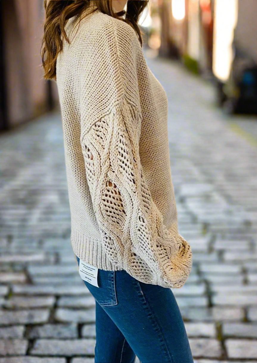 HONEYCOMB PINK CLOUD OR SANDED STONE KNIT SWEATER